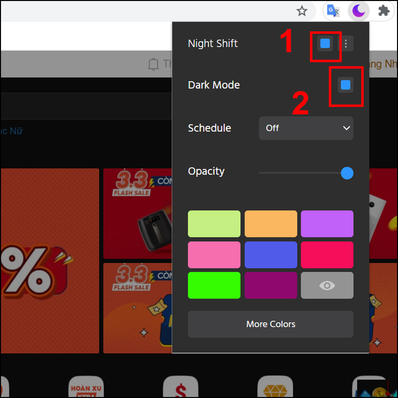 Sử dụng tiện &iacute;ch Night Shift